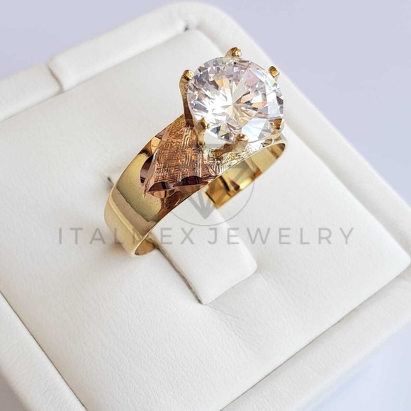 ItalMex Jewelry Jewelry - 18K GF Round Solitaire CZ Ring|Anillo Oro Laminado